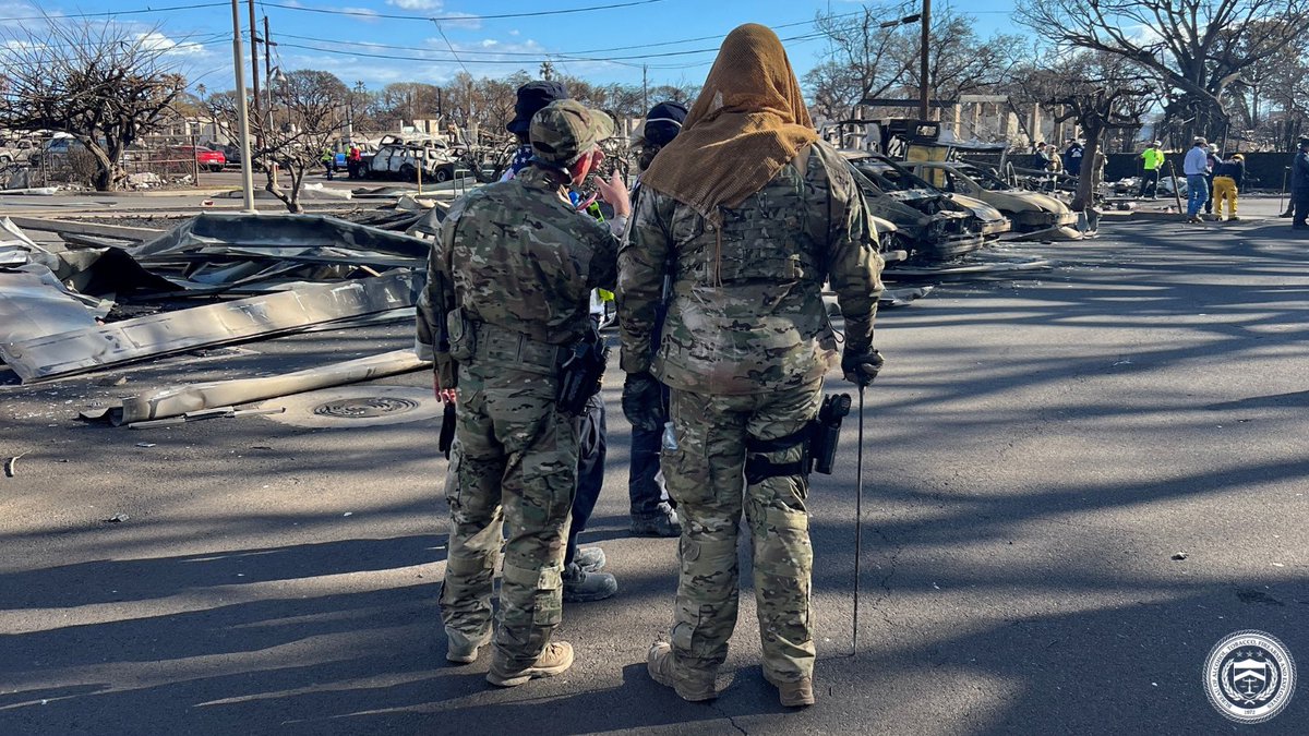 ATFHQ's tweet photo. ESF #13 was activated to provide force protection for FEMA Urban Search &amp; Rescue teams and augment @mauipd's forces in the aftermath of the #MauiFire. ATF coordinates the federal law enforcement response to any disaster requiring a @fema response. https://t.co/WLX5byz5qu #ATF https://t.co/qNvoV2nCja