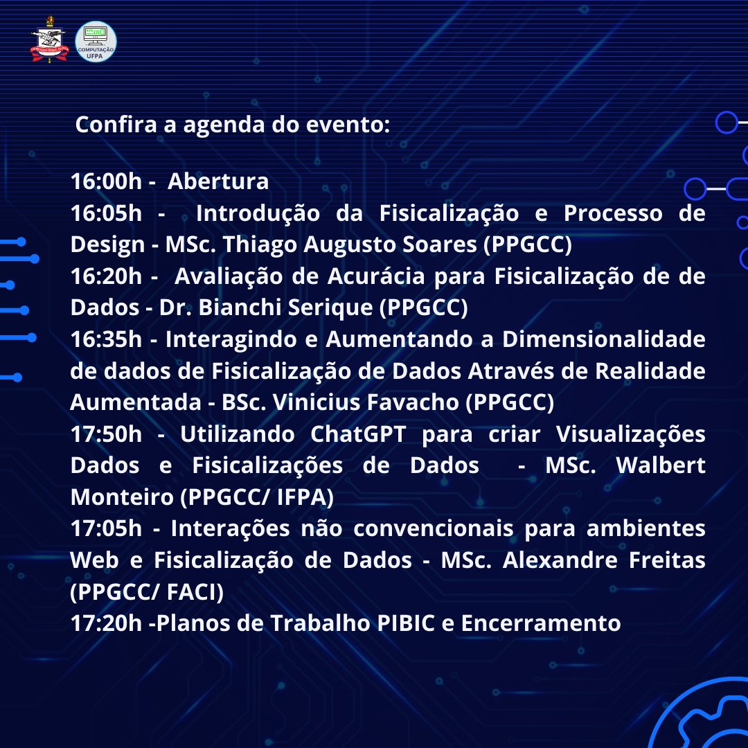 computacaoufpa's tweet image. O LABVIS (Laboratório de Visualização, Interação e Sistemas Inteligentes) está divulgando a oportunidade de duas bolsas PIBIC 2023/2024

Data: 18/08 às 16:00h
Link da sala: meet.google.com/kun-rnwd-ahn

#ufpa #icen #computacao