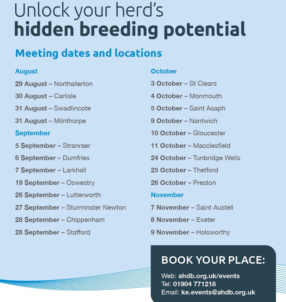 CISTelford's tweet photo. Join us at one of the AHDB forthcoming workshops, where you will discover the untapped potential in your herd and receive a tailored report to take your breeding decisions to the next level.

Workshops across the UK: https://t.co/skroFxQfoK https://t.co/GapN8zfOTk