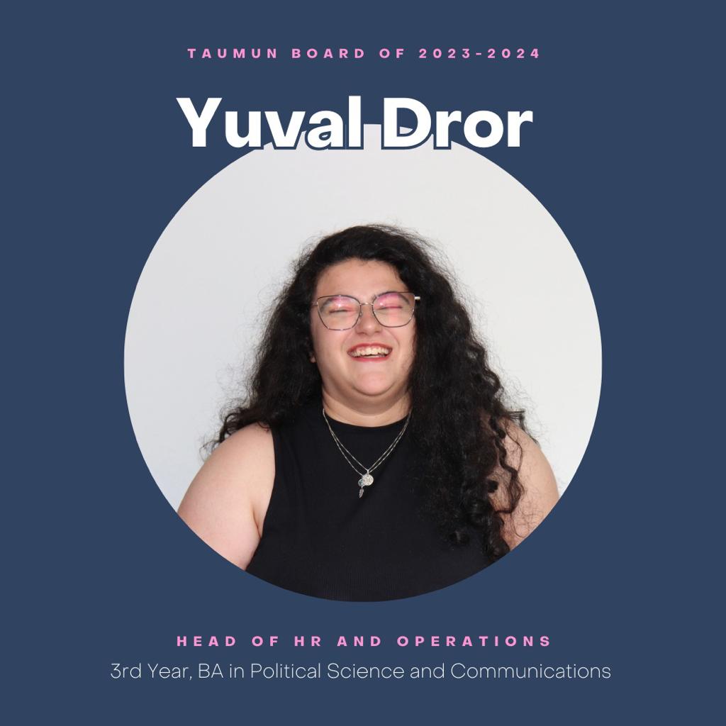 TAUMUN1's tweet photo. Meet: Yuval Dror
Aka: Ms. Therapist
Pronouns: She/Her
Studying: BA in Political Science and Communications https://t.co/inZNwLHc93