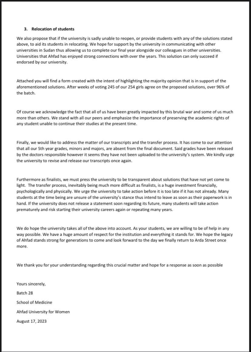 Batch28_AUW's tweet photo. A statement made by Batch 28 from School of Medicine- AUW adressing their concerns and proposing solutions to the administration 
خطاب مقدم من طالبات الدفعة ٢٨ من مدرسة الطب بجامعة الاحفاد للبنات بشأن مخاوفهم و تقديم حلول 
لمواصلة الدراسة . https://t.co/uF44bXMDQS