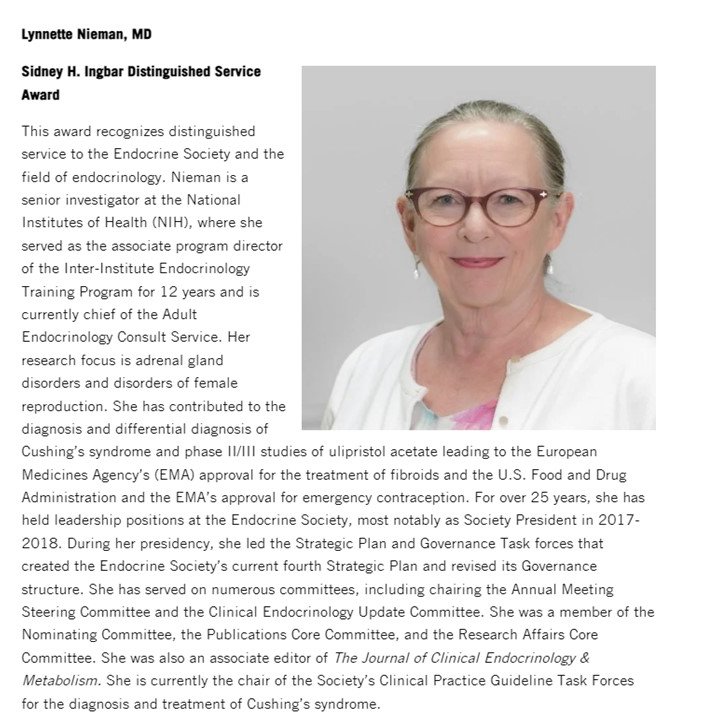 dr_muniyappa's tweet image. Kudos to all @TheEndoSociety 2024 Laureate Award winners! A special shoutout to our own, Dr. Lynnette Nieman for earning the Sidney H. Ingbar Distinguished Service Award. @IRPatNIH and @NIDDKgov , we are grateful for her mentorship and immense contributions to endocrinology.