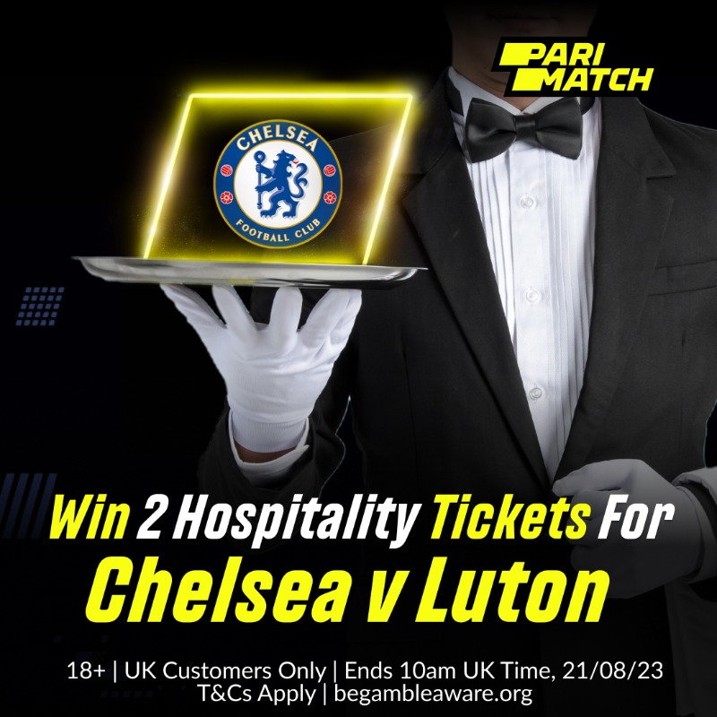 ParimatchUK's tweet photo. 🚨 2 Chelsea tickets up for grabs 🚨

We're giving YOU the chance to WIN 2 hospitality tickets to Chelsea v Luton, Friday 25th August!

To enter:
📲 Follow @ParimatchUK
🔁 Retweet this post
💬 Reply with #ParimatchCFC

T&amp;Cs Apply.

#CFC