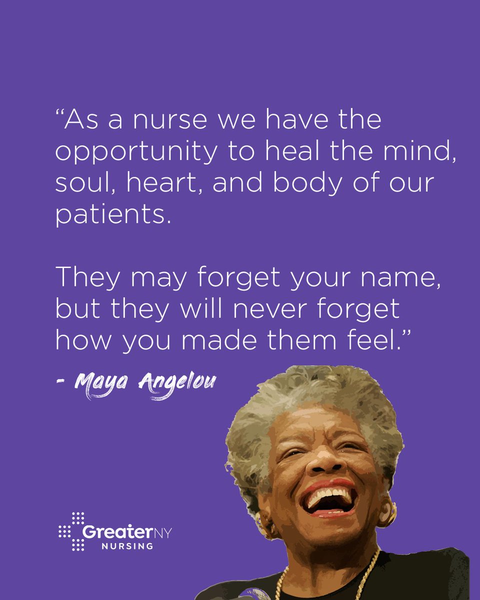 NursingNY's tweet photo. Did you know the context around Maya Angelou's famous quote was about #nurses?

#GreaterTogether #HomeHealth https://t.co/fTnjPeHxWN