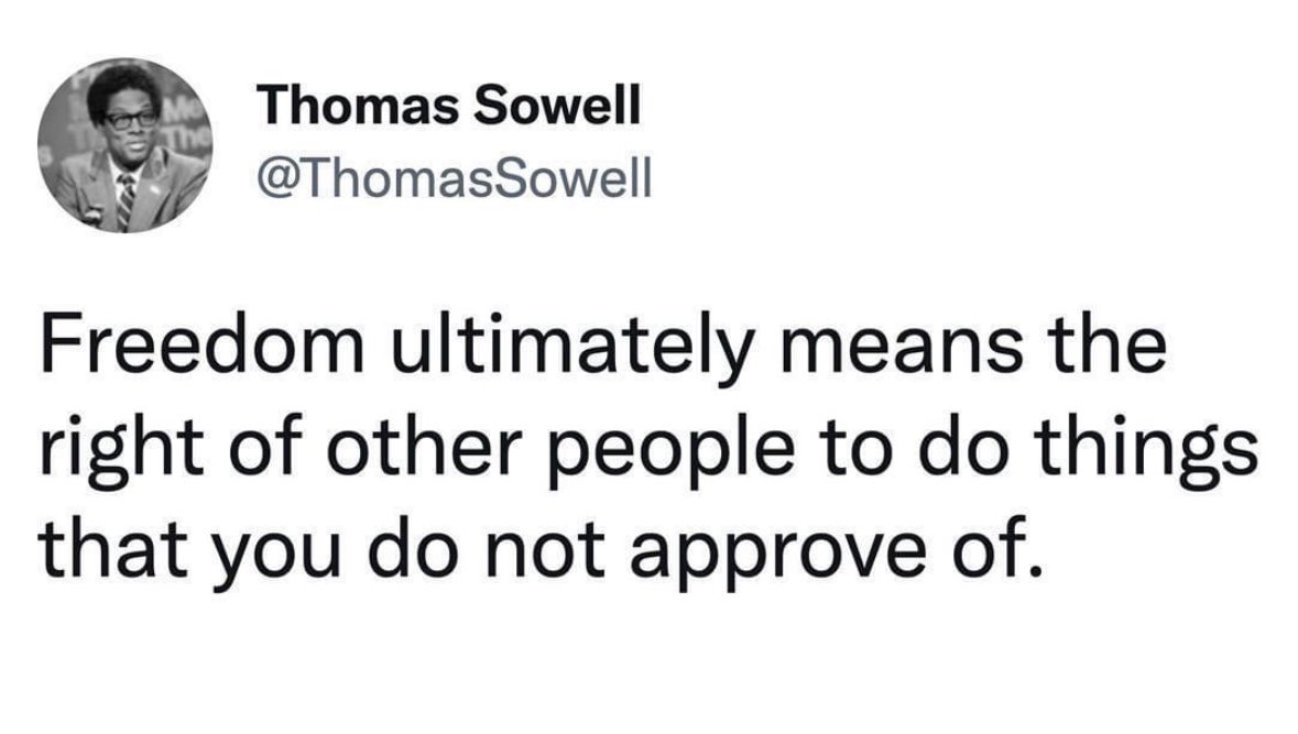 PLegalization's tweet photo. The vast majority of Republican politicians disagree while proclaiming to be the party of “freedom.”
#FreedomForMeButNotForThee #ThomasSowell https://t.co/s5Ht71P3zU