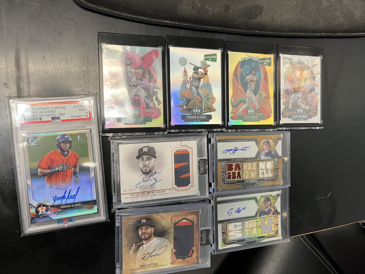 Alright Astros fans, I need some input. What is the next bigger card I need to add to the collection? I also have an Altuve, Bagwell, and Biggio rookie not pictured. I am thinking Tucker bowman first auto