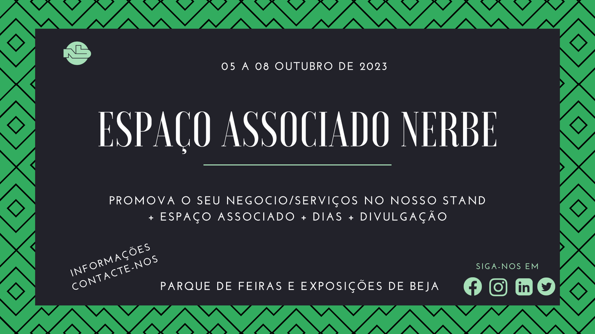 nerbeaebal's tweet photo. Caros Associados,
O NERBE/AEBAL, marcara presença na Patrimónios do Sul 2023, que se realiza de 05 a 08 de Outubro, onde temos previstas varias iniciativas.
#NERBE #nerbeaebal #CIBTNERBE #baixoalentejo #patrimoniosdosul #beja #espacoassociadonerbe https://t.co/GQ27uF6K4R