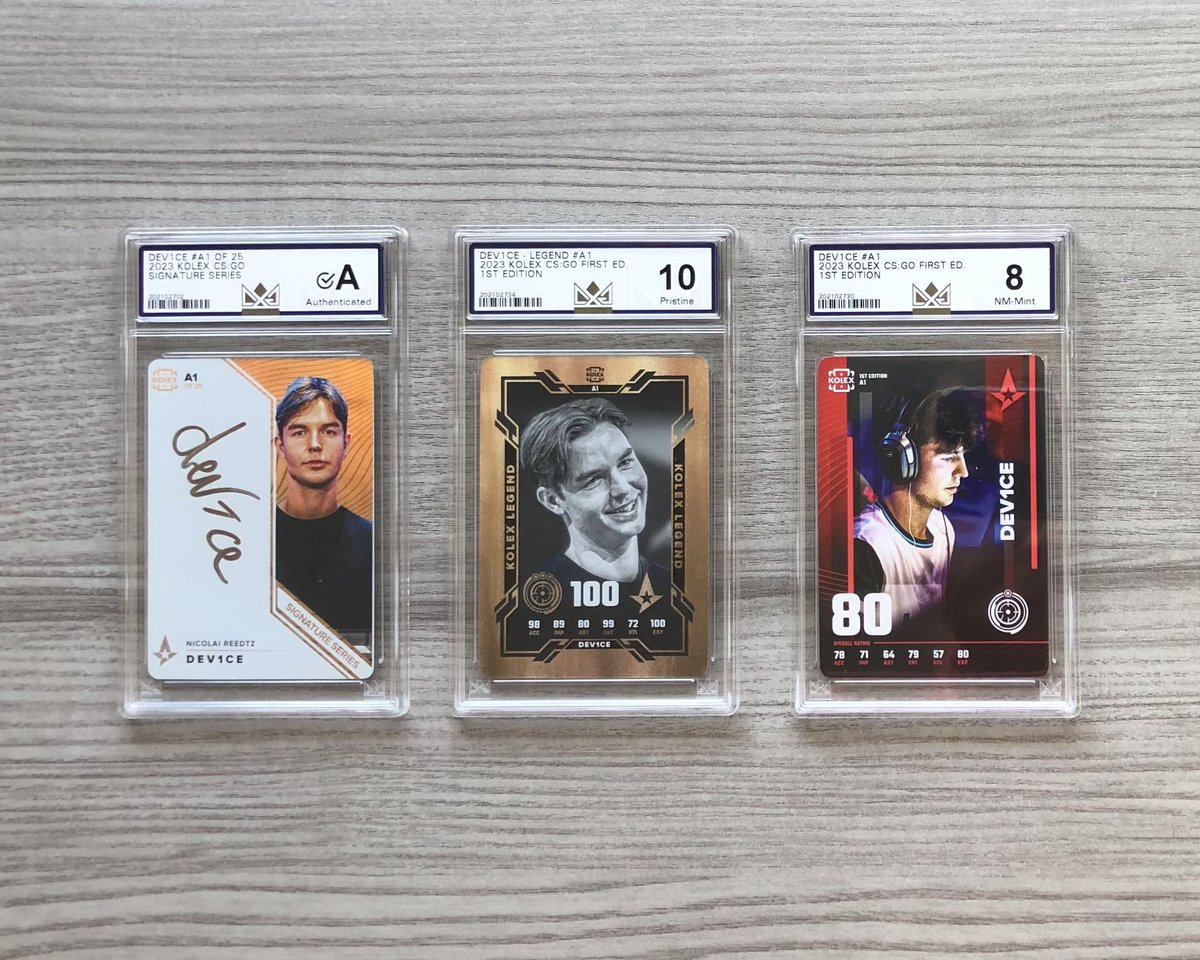lu1gi_csgo's tweet photo. Secured an amazing trio of 2023 A1 @dev1ce cards! π₯
Stay tuned for another A1 devve thatβs on its way to me. π
#KolexCards | #CrownGrading π https://t.co/2SWaFZXC4h