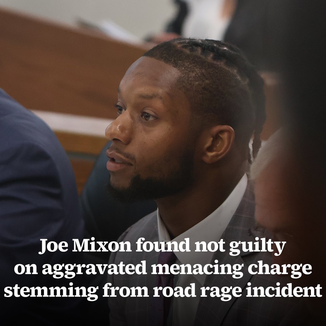 Ben_Baby's tweet photo. Joe Mixon is not guilty of aggravated menacing, judge Gwen Bender rules. https://t.co/mdnXIyfFEC