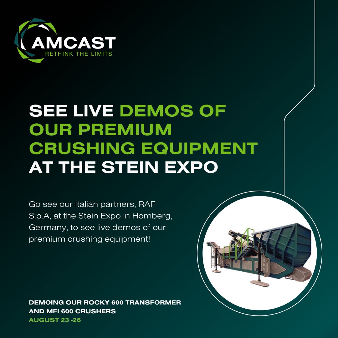 Go see our Italian partners, RAF S.p.A, at the Stein Expo in Homberg, Germany, to see live demos of our premium crushing equipment!
#mining #aggregate #miners #earthmoving