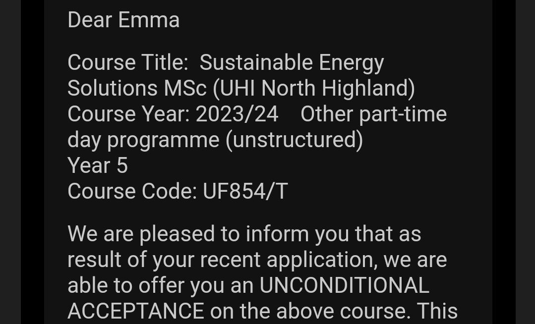 SustainableEmma's tweet photo. It feels extremely appropriate that, 10 years after receiving some utterly dire #ALevelResults, I receive an offer to begin a Masters course at @ThinkUHI 🥳

Couldn't have done it without the fantastic experience and encouragement at the @OpenUniversity ❤ https://t.co/AHvqZW3GVW