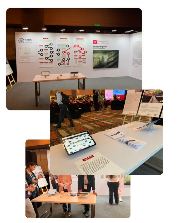 Info_Activism's tweet photo. The Glass Room Misinformation Edition is hosted by our partners @internetfreedom in India at the #HealthandHumanitySummit 2023, organised by @MSF_SouthAsia. It is part of the larger Humanity Heals Exhibition. About the event: https://t.co/zokLT57SQX
Images by @internetfreedom https://t.co/zFBafQfWNj