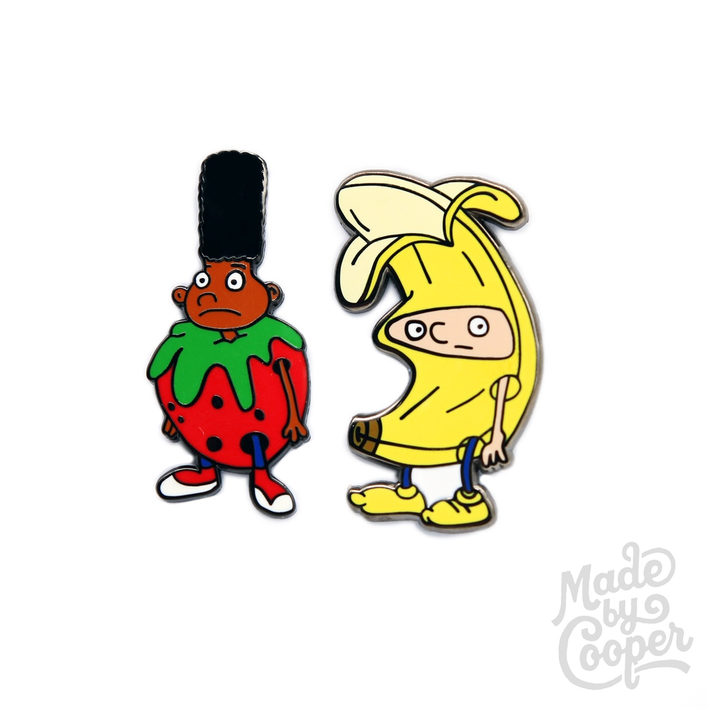 madebycooper's tweet image. Hey Arnold!

Who remembers when 🍌 Arnold &amp;amp; 🍓Gerald dressed up as fruit?

&quot;This strawberry really chafes!&quot; 

#PinGame #HeyArnold #PinCollector