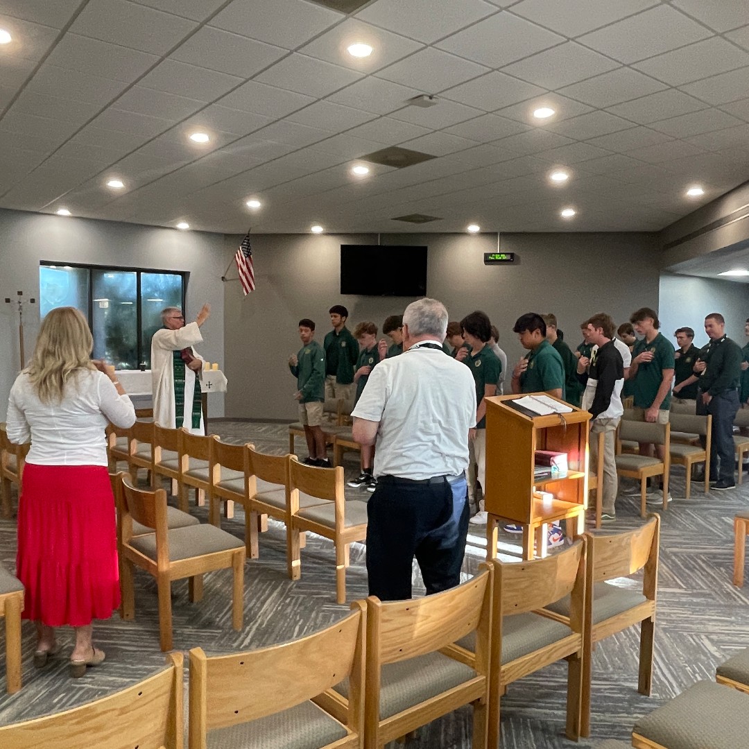MCC_HighSchool's tweet photo. Today was our first morning Mass of the school year! 🙏 All are invited to join us every Tuesday and Thursday at 7:30 AM in the Sullivan Campus Ministry Center (changes noted on school calendar). Come experience a wonderful start to your day with us! #mcchustlers #Godblessmcc https://t.co/rkufNxbgLf