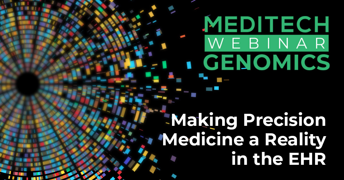 MEDITECH's tweet photo. Webinar today! Learn how the features and capabilities of #Expanse #Genomics are shaping the future of precision medicine. Clinical trials, therapy matching, analytics, and advanced patient management will be discussed during this session. https://t.co/JAE2xHeasZ
#EHR #HealthIT https://t.co/ArbgyqFUSO