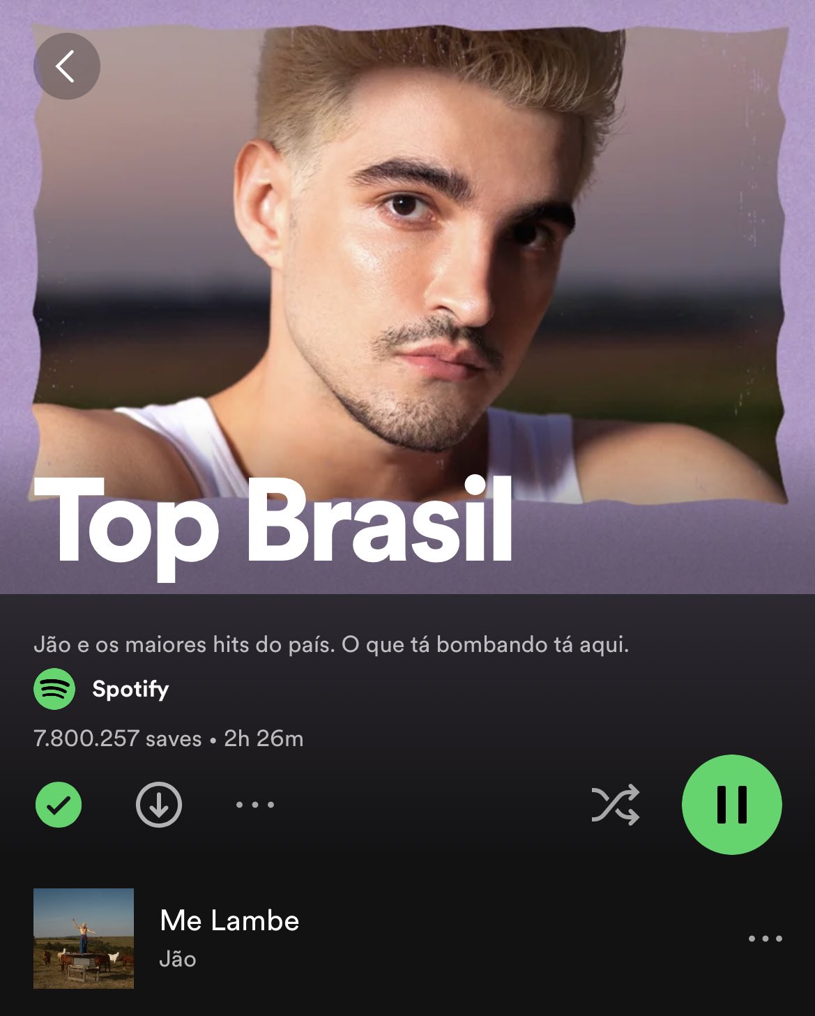 Jão Charts on X: Jão é agora capa da Top Brasil, maior playlist do Spotify  Brasil, e “Me Lambe” está na primeira posição!  / X