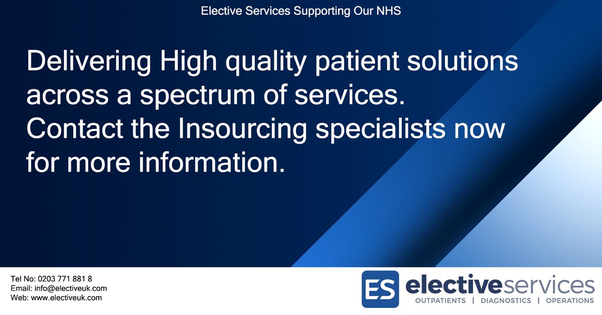 Elective Services delivering high quality insourcing solutions. #nhsheroes #insourcing #rtt #patientexperience