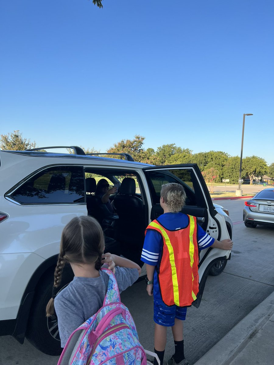 At car duty this morning I got to witness a sweet moment where one of our 5th graders got to open the car door for his sister *and* his mom got to see him being a school leader at safety patrol. You could see the proud mom moment 🥰 #wearemckinney #itsaslaughterthing