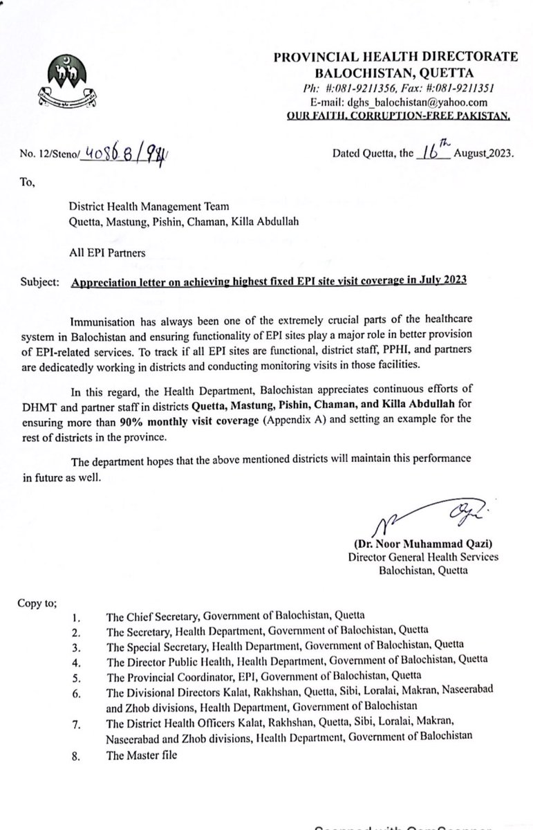 District Health Office, Quetta. (@dho_quetta) on Twitter photo Thank you <a href="/DGHS_GoB/">Provincial Health Directorate Quetta</a> for appreciating the efforts of DHMT #Quetta for achieving 100% monitoring compliance of EPI sites . <a href="/cs_balochistan/">Chief Secretary Balochistan</a> <a href="/HealthDepartme5/">Health Department, GoB</a> @quetta_dc <a href="/EPIPakistan/">Federal Directorate of Immunization (FDI)</a> <a href="/EpiBalochistan/">EPI Balochistan</a> <a href="/PakFightsPolio/">Pak Fights Polio</a> <a href="/UNICEF_Pakistan/">UNICEF Pakistan</a> <a href="/WHOPakistan/">WHO Pakistan</a> <a href="/gavi/">Gavi, the Vaccine Alliance</a> <a href="/PPHIB_org/">People's Primary Healthcare Initiative (PPHI-B)</a> Thank you <a href="/DGHS_GoB/">Provincial Health Directorate Quetta</a> for appreciating the efforts of DHMT #Quetta for achieving 100% monitoring compliance of EPI sites . <a href="/cs_balochistan/">Chief Secretary Balochistan</a> <a href="/HealthDepartme5/">Health Department, GoB</a> @quetta_dc <a href="/EPIPakistan/">Federal Directorate of Immunization (FDI)</a> <a href="/EpiBalochistan/">EPI Balochistan</a> <a href="/PakFightsPolio/">Pak Fights Polio</a> <a href="/UNICEF_Pakistan/">UNICEF Pakistan</a> <a href="/WHOPakistan/">WHO Pakistan</a> <a href="/gavi/">Gavi, the Vaccine Alliance</a> <a href="/PPHIB_org/">People's Primary Healthcare Initiative (PPHI-B)</a>