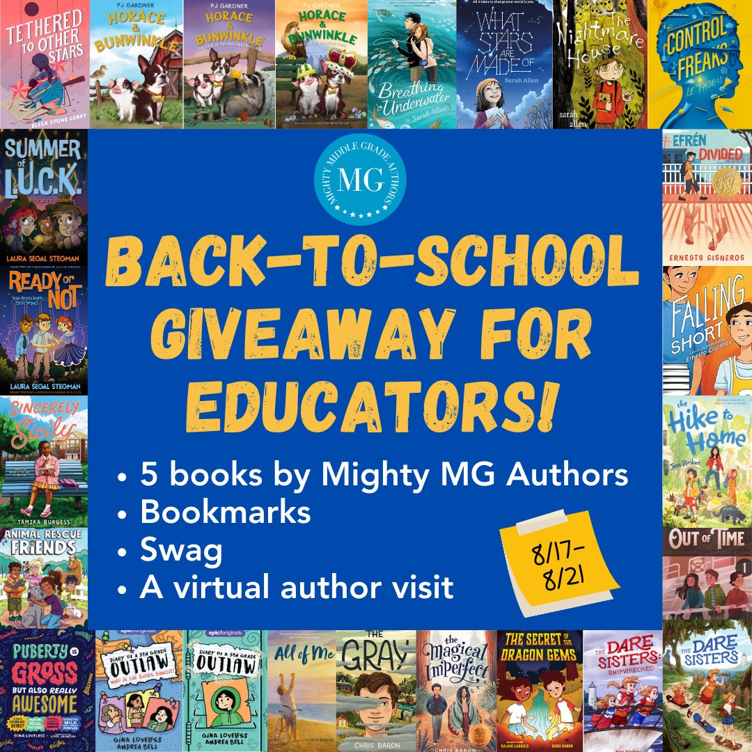 Mighty Middle Grade Authors (@mightymgauthors) on Twitter photo Hey #TeacherTwitter: check out our <a href="/MightyMGAuthors/">Mighty Middle Grade Authors</a> Back-to-School #Giveaway!
Like + repost + follow for chance to win books, author visits, more. Bonus for comment
Winners announced 8/23
#educators #middlegrade #kidlit #WritingCommunity #writerscommunity #BookTwitter #mglit Hey #TeacherTwitter: check out our <a href="/MightyMGAuthors/">Mighty Middle Grade Authors</a> Back-to-School #Giveaway!
Like + repost + follow for chance to win books, author visits, more. Bonus for comment
Winners announced 8/23
#educators #middlegrade #kidlit #WritingCommunity #writerscommunity #BookTwitter #mglit