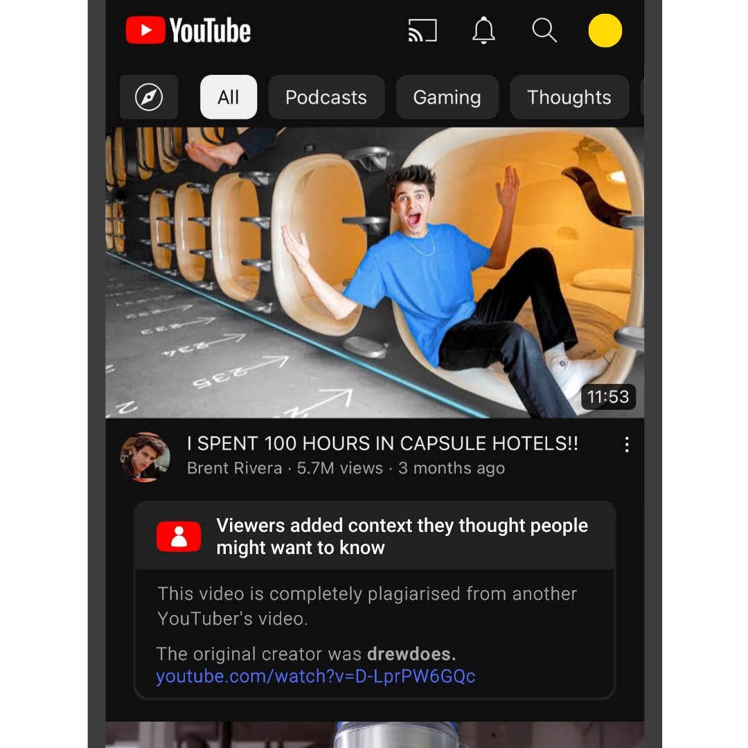 YouTube with Twitter-style community notes