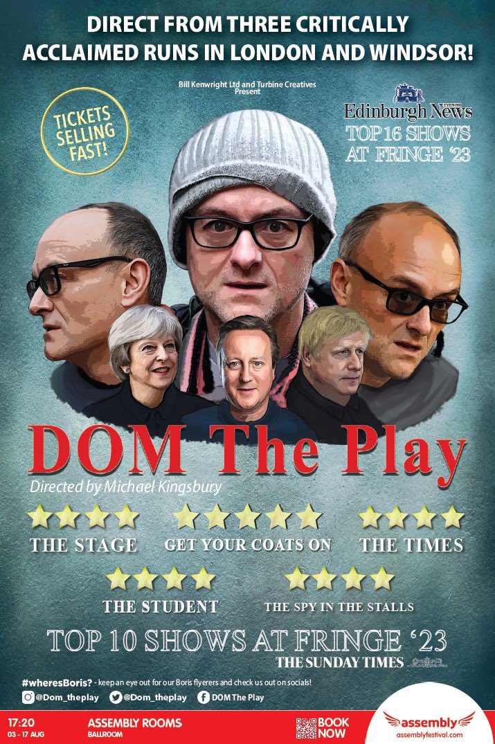 Dom_theplay's tweet photo. JUST 10 SHOWS TO GO! 👀 Did you know…

Since leaving the EU, Number 10 has had 5 PMs - the same number of PMs as the previous 40 years combined! 

Don’t miss out on our Number 10 resident, Tim Hudson, as Boris Johnson @edfringe 

🎟 Buy your tickets now! https://t.co/VdT5zNPas4 https://t.co/2qGWjJ2dab