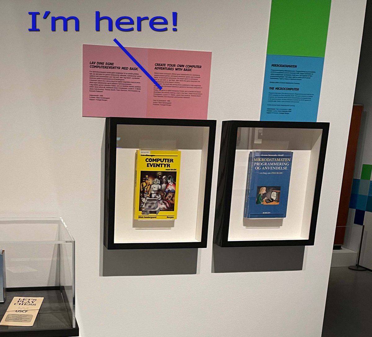 FabletreeDk's tweet image. Achievement unlocked: Honorable mention at the "Danish computer games (1960s-2020s)" exhibition for carrying on the work in the text-based games genre 🎉

Right beside the "how to create text adventures" books that started it all for me ☺️

Thank you #dkgame &amp;amp; @duffadash!