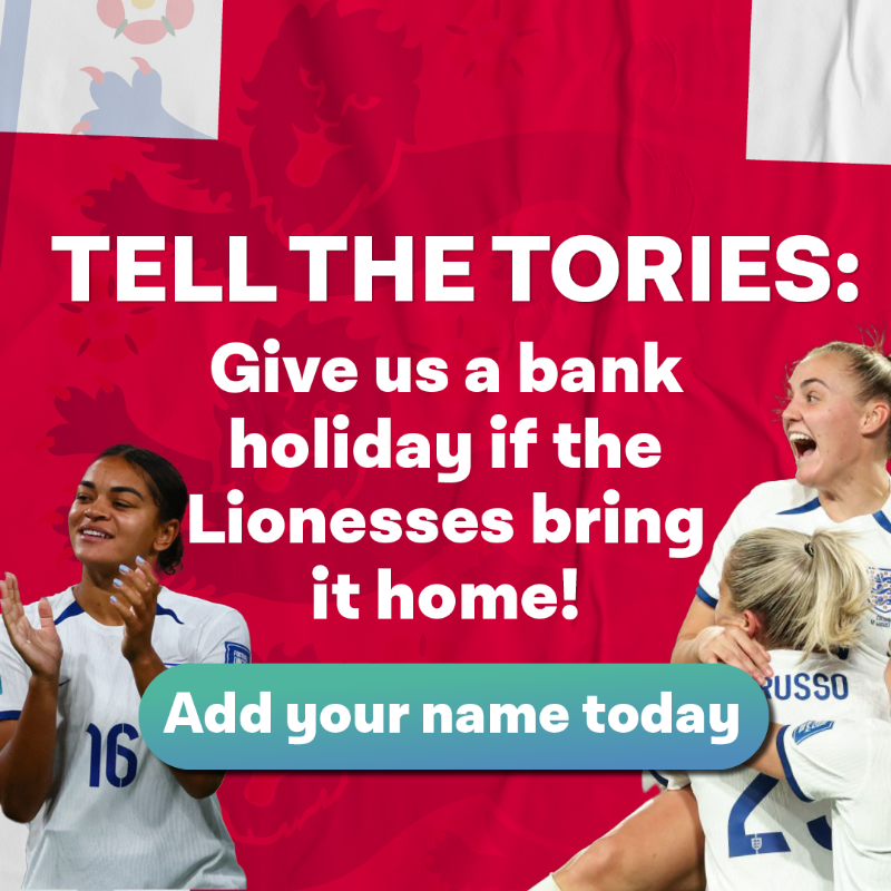 UKLabour's tweet photo. 🦁To commemorate what would be a historic moment for the country, we’re calling on the government to declare a celebratory bank holiday if the @Lionesses bring it home.

Agree with us? 

Add your name 👇🏴󠁧󠁢󠁥󠁮󠁧󠁿