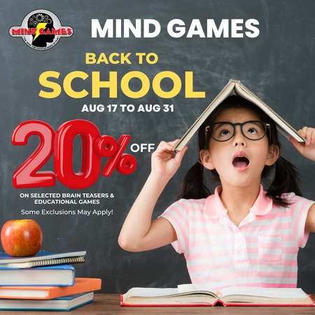 mindgamesca's tweet image. 🎒📚 Get Ready to Elevate Your Mind! 🧠✨
🌟 Back to School Special: 20% Off on Selected Brain Teasers &amp;amp; Educational Games! 🌟
 🚀 From August 17 to August 31. 
#backtoschool #brainteasers #educationalgames #MindGames