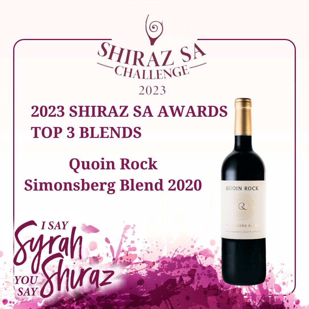 #ShirazSAAwards #ShirazSATop3Blends #winner <a href="/quoinrock/">Quoin Rock</a> Simonsberg Blend 2020 #ShirazBlend #ShirazSAChallenge #Wine #ShirazSA #Vinventions #ISaySyrahYouSayShiraz