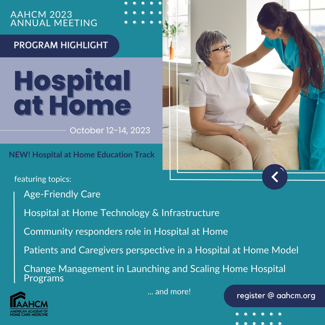 New at AAHCM 2023! This year's programming features a Hospital at Home education track with NINE cutting-edge sessions. Explore the program and register now! #AAHCM2023 #homecaremedicine #seattle2023 #hospitalathome #cme loom.ly/Rc9eECM