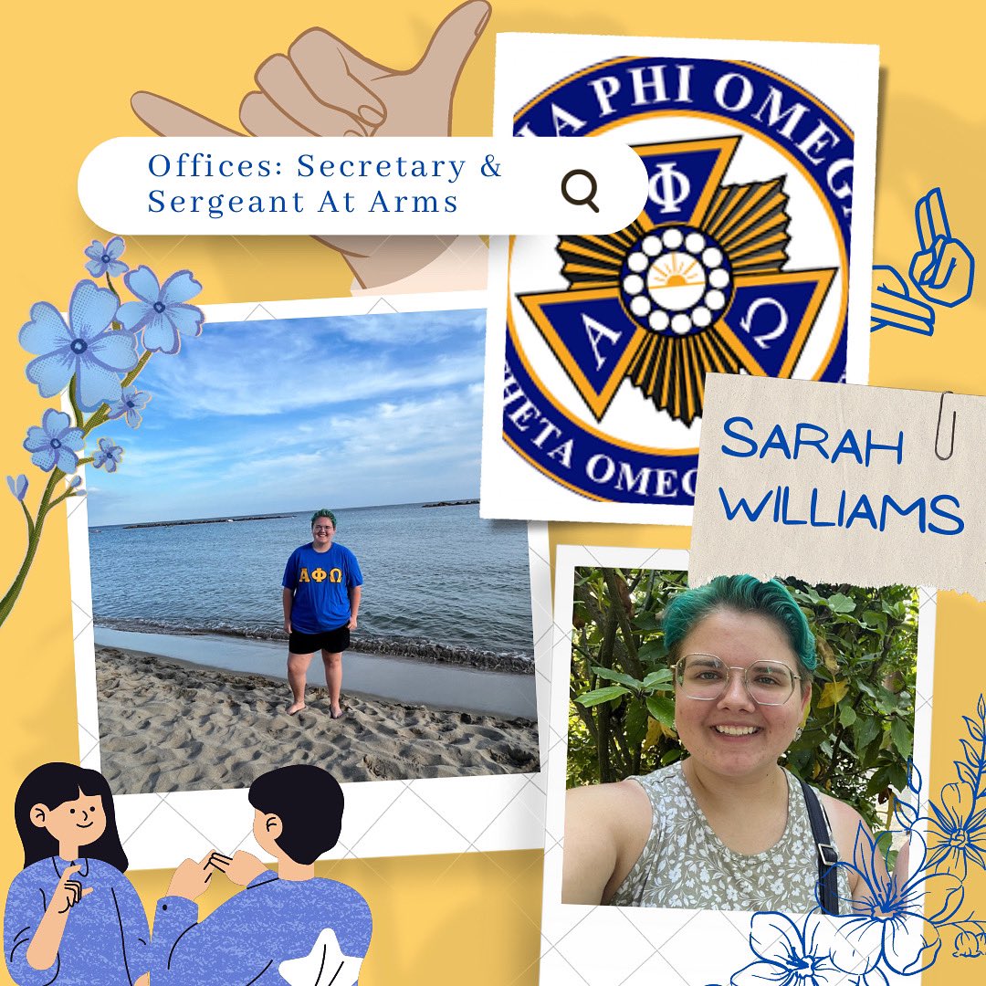 Introducing one of our new actives, Sarah Williams! Sarah jumped right into leadership by running, and becoming elected for Secretary and Sergeant At Arms!

Check out our insta for more!