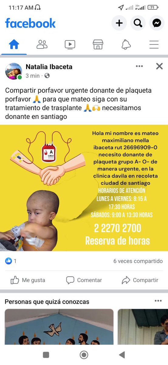 az_antof's tweet photo. Mateo nos necesita en #Santiago 
Algún donante de plaquetas A-O- 
Mi gente de #Antofagasta que tenga familiares o conocidos que pueda ir apoyar a Mateo para q siga su tratamiento https://t.co/YHz07uke4q