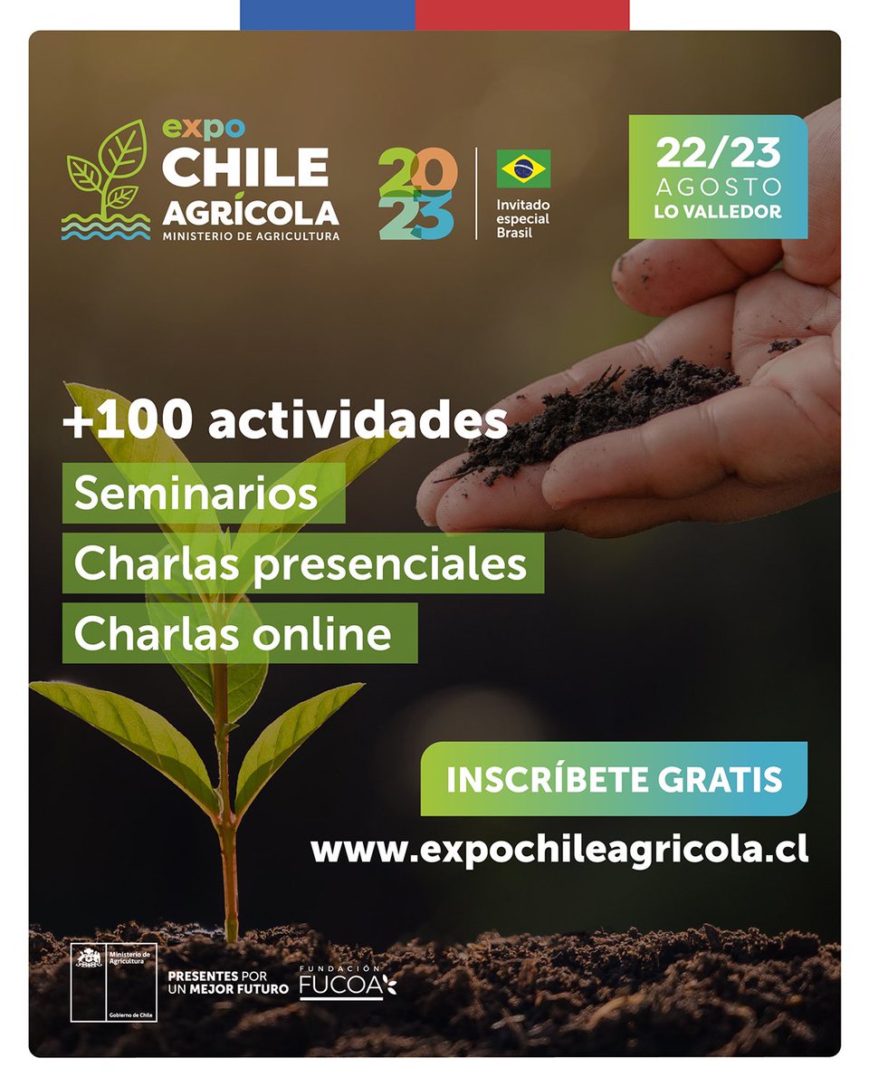 📢El 22 y 23 de agosto se realizará Expo Chile Agricola 2023. 

Agronomía PUCV contará con tres charlas de los profesores Pablo Cornejo, Juan Luis Celis y Eduardo Fernández. 

🔗 Toda la info de las charlas aquí: pucv.cl/uuaa/agronomia…