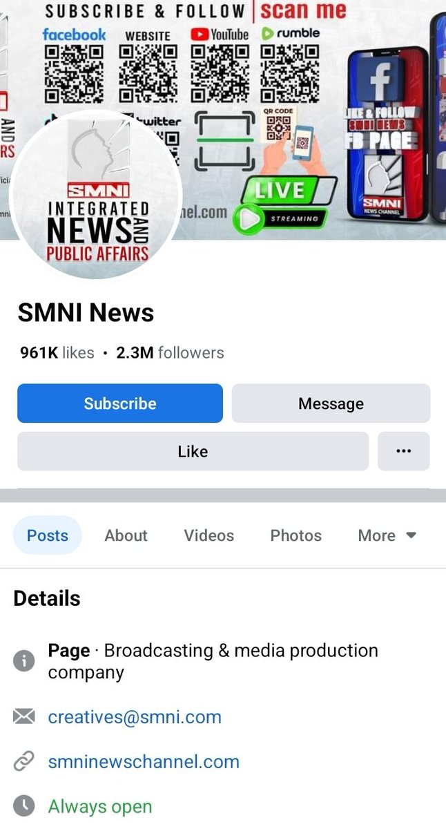 MulatTayo's tweet photo. @ABSCBNNews SMNI News FB page is still up. Hoping this can be included.
@facebook 
#Disinformation 
https://t.co/DNZRN7pGvq

https://t.co/KIfMDpp5yH https://t.co/I6xU78GC94