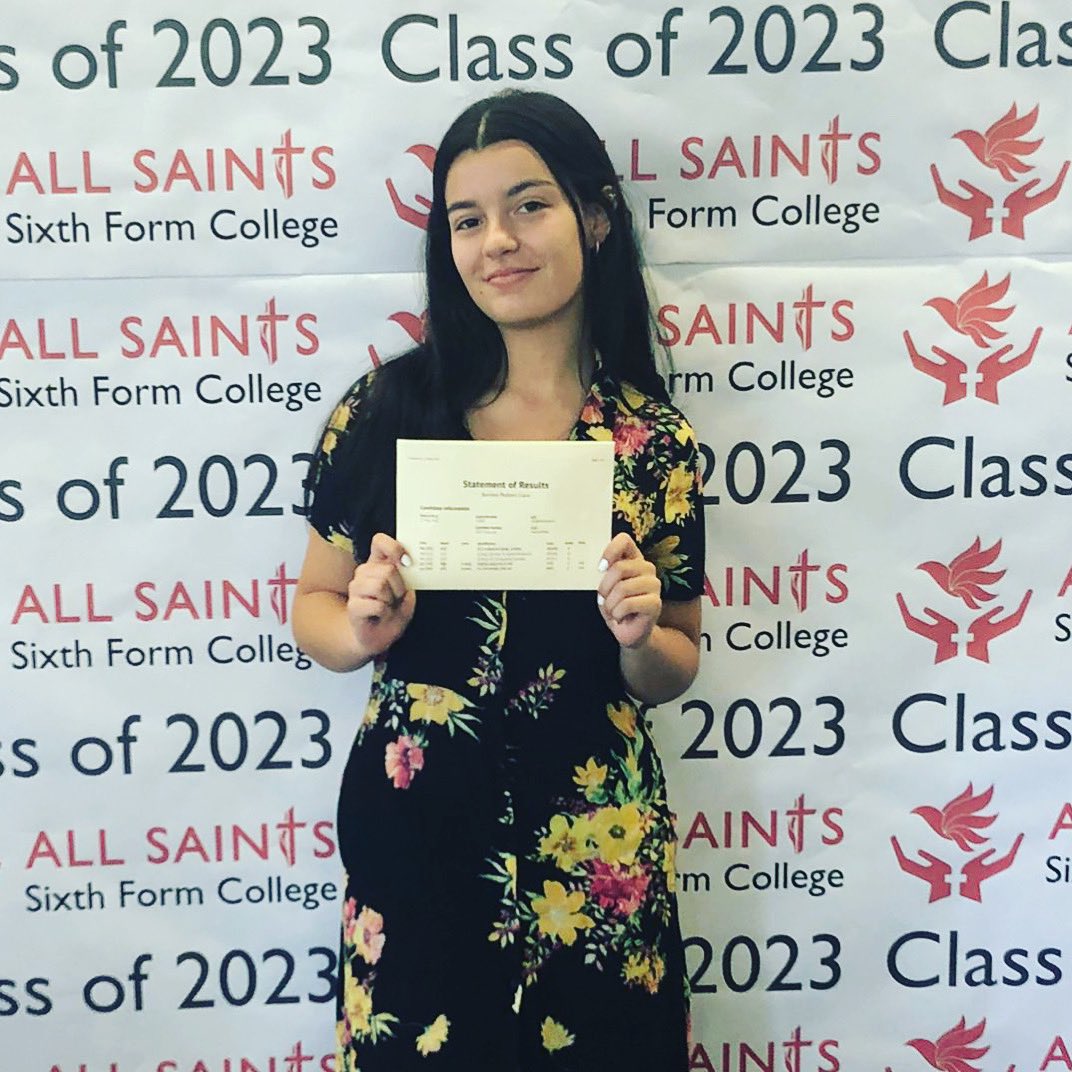 AllSaintsColl's tweet photo. Congratulations to Clara who picked up a Distinction and two grade C’s today! 👏🏻

She has accepted a place at Liverpool University studying Architecture. 

Good luck Clara! 🍀

#Resultsday2023 #alevelresultsday2023 #Congratulations #Goodluck https://t.co/Ncn5JTR49t