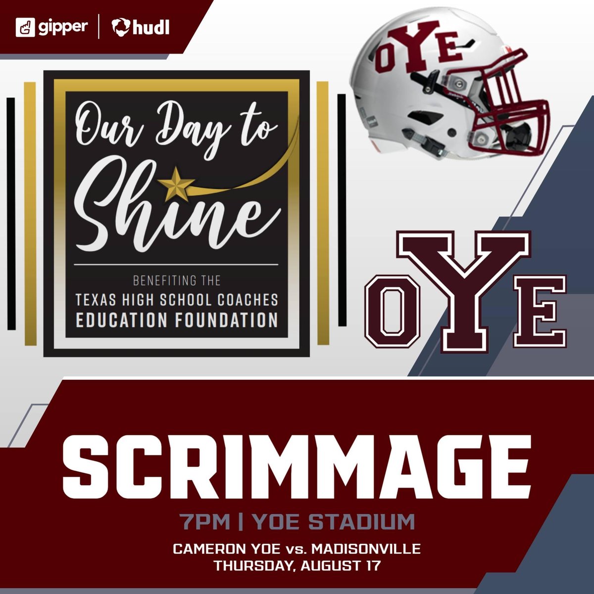 yoefootball's tweet photo. The Cameron Yoemen and the Madisonville Mustangs will be participating in a scrimmage on Thursday, August 17th with all proceeds being donated to the THSCEF Benevolence Fund. https://t.co/XS4tYSwJfH