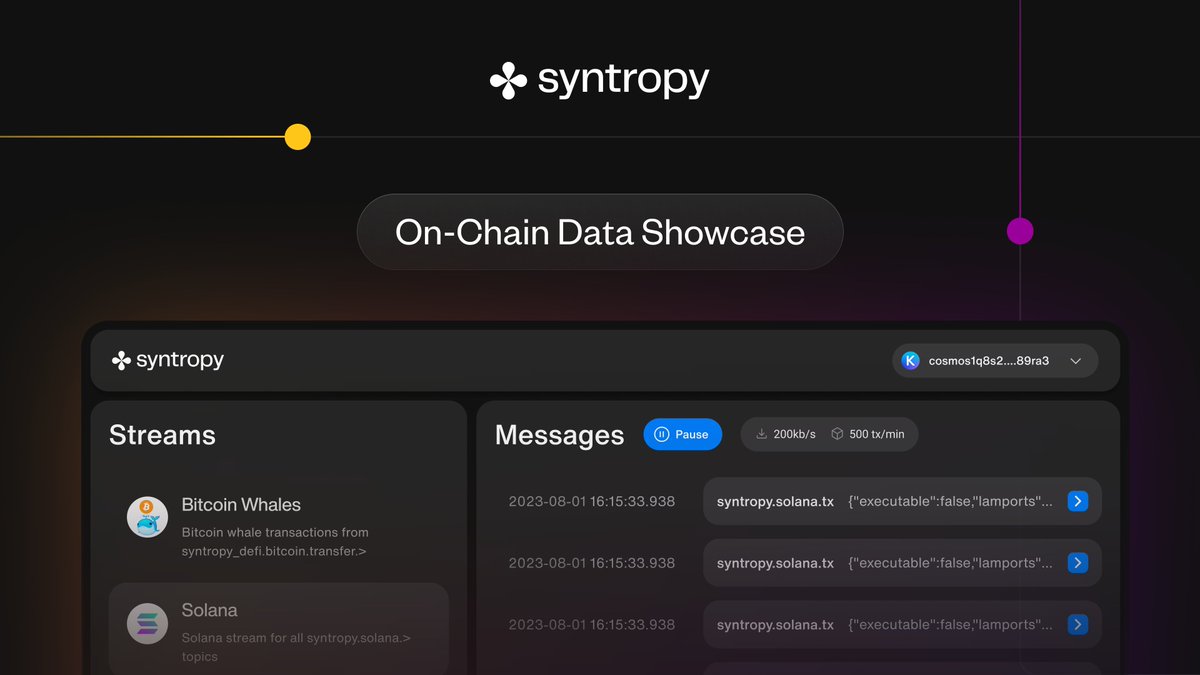 Exciting news! The #Syntropy Showcase is now live 📣

Observe real-time blockchain data in a #decentralized and permissionless way, powered by the Syntropy Data Layer 🏛️

We seek to democratize on-chain data access - one blockchain at a time 🔗

showcase.syntropynet.com