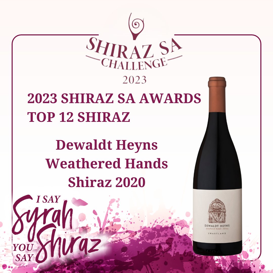 #ShirazSAAwards #ShirazSATop12 #winner <a href="/DewaldtHeyns/">Dewaldt Heyns</a> Weathered Hands Shiraz 2020
#ShirazWine #ShirazSAChallenge #Wine #ShirazSA #Vinventions #ISaySyrahYouSayShiraz
