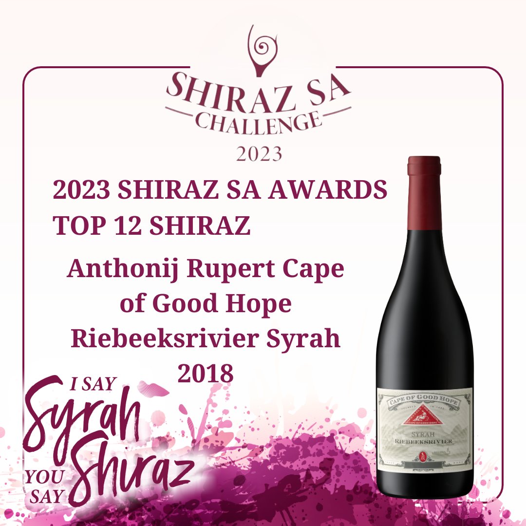 #ShirazSAAwards #ShirazSATop12 #winner <a href="/AnthonijRupert/">Anthonij Rupert Wyne</a> Cape of Good Hope Riebeeksrivier Syrah 2018
#ShirazWine #ShirazSAChallenge #Wine #ShirazSA #Vinventions #ISaySyrahYouSayShiraz