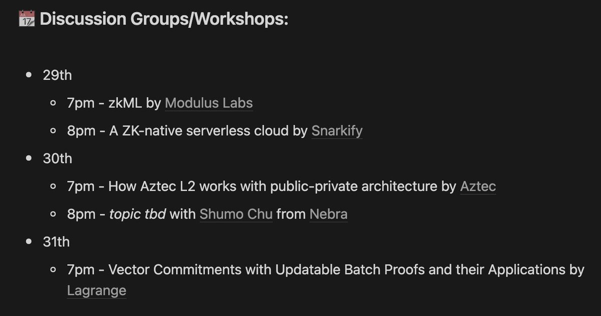 10 more days until our zkHouse opens at SBC! ft. workshops from @ModulusLabs @Snarkify_ZKP @aztecnetwork @shumochu @lagrangedev 🎉 Details: 1kx.notion.site/1kx/SBC-zkHack…