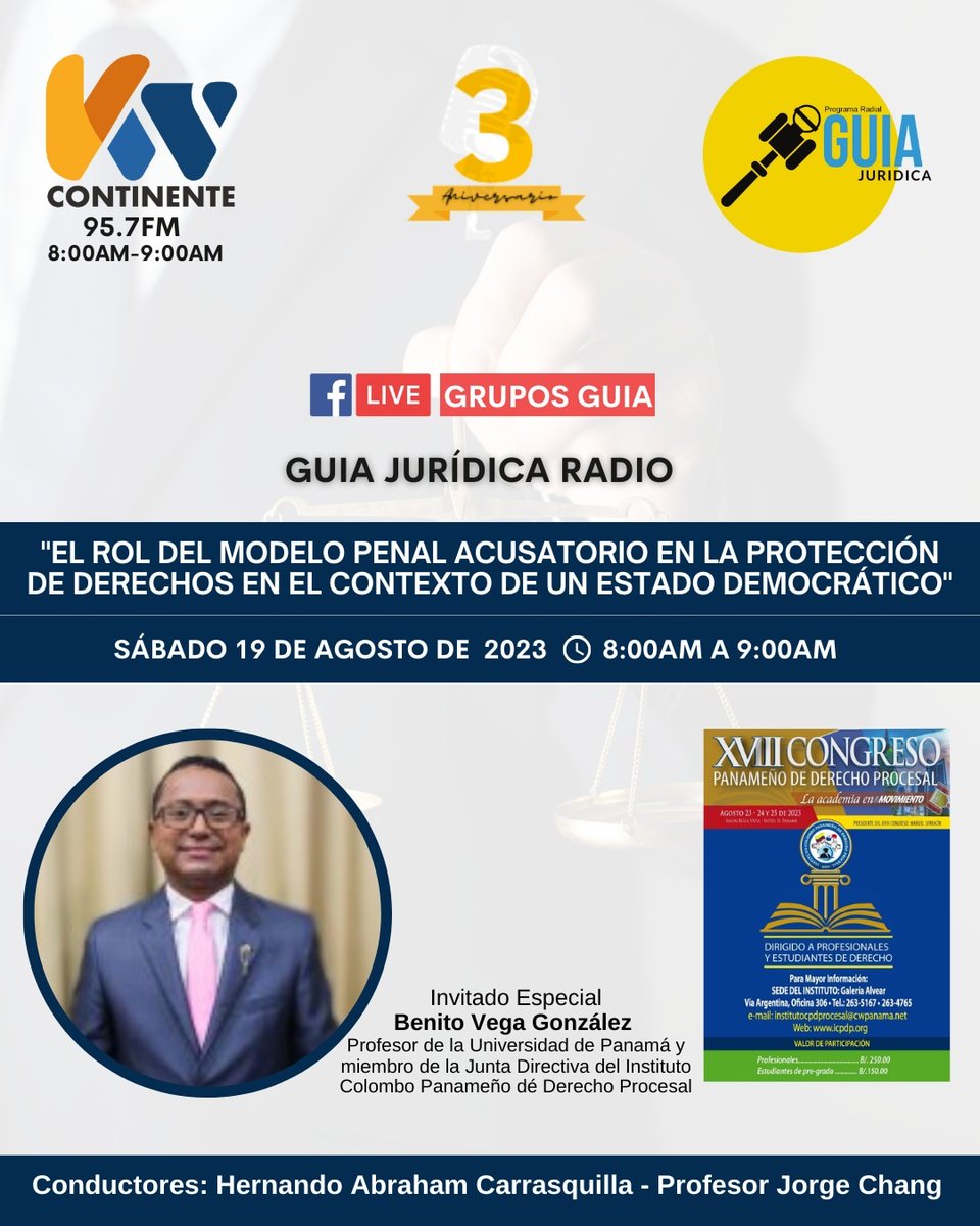 Sábado 19  por tu emisora @kwcontinente95.7📌 de 8.00am a 9.00am

🅖︎🅤︎🅘︎🅐︎ 🅙︎🅤︎🅡︎🅘︎🅓︎🅘︎🅒︎🅐︎ 🅡︎🅐︎🅓︎🅘︎🅞︎🎙️

𝗜𝗻𝘃𝗶𝘁𝗮𝗱𝗼 𝗘𝘀𝗽𝗲𝗰𝗶𝗮𝗹
🔹Benito Vega González

Conductores del Programa @abrahamcarrasquilla
 @changvillarreal