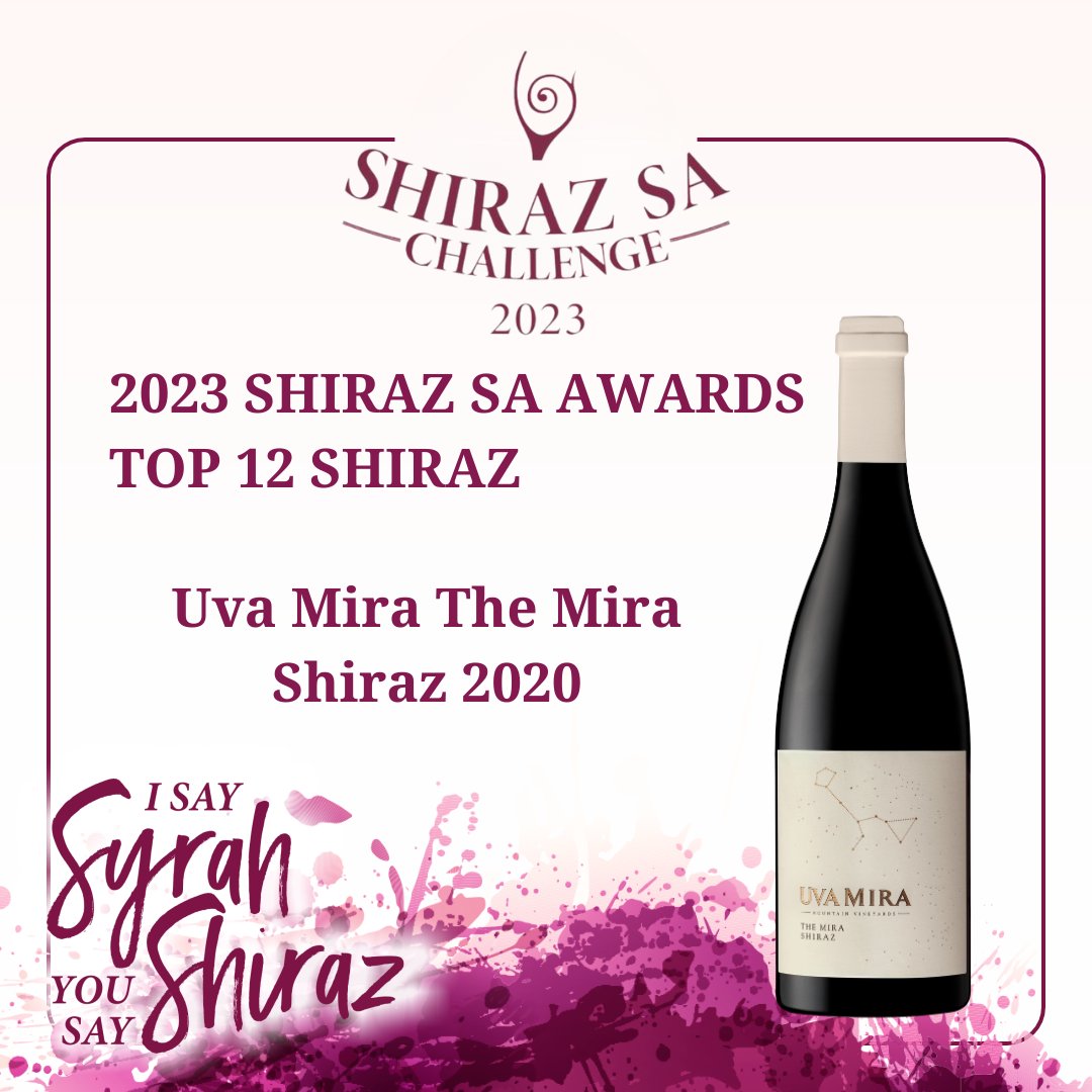 #ShirazSAAwards #ShirazSATop12 #winner <a href="/uvamiravineyard/">Uva Mira Vineyards</a> The Mira Shiraz 2020
#ShirazWine #ShirazSAChallenge #Wine #ShirazSA #Vinventions #ISaySyrahYouSayShiraz
