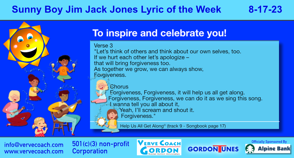 Sunny Boy Jim Jack Jones Weekly Lyric - to inspire and celebrate you!
Help Us All Get Along© (track 9 - Songbook page 17)

youtube.com/watch?v=zDxgnk…

#sunnyboyjimjackjones #HelpUsAllGetAlong #sbjjj #love #vervecoachgordonsocialactionadvocates #AlpineBankColorado