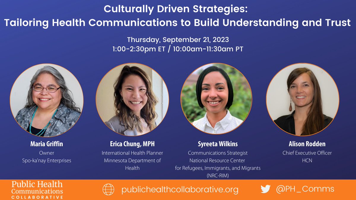 📅Save the date! Join us Sept. 21 for our webinar, "Culturally Driven Strategies: Tailoring Health Communications to Build Understanding and Trust." Gain actionable techniques to effectively communicate across cultures + advance health outcomes for all. us06web.zoom.us/webinar/regist…