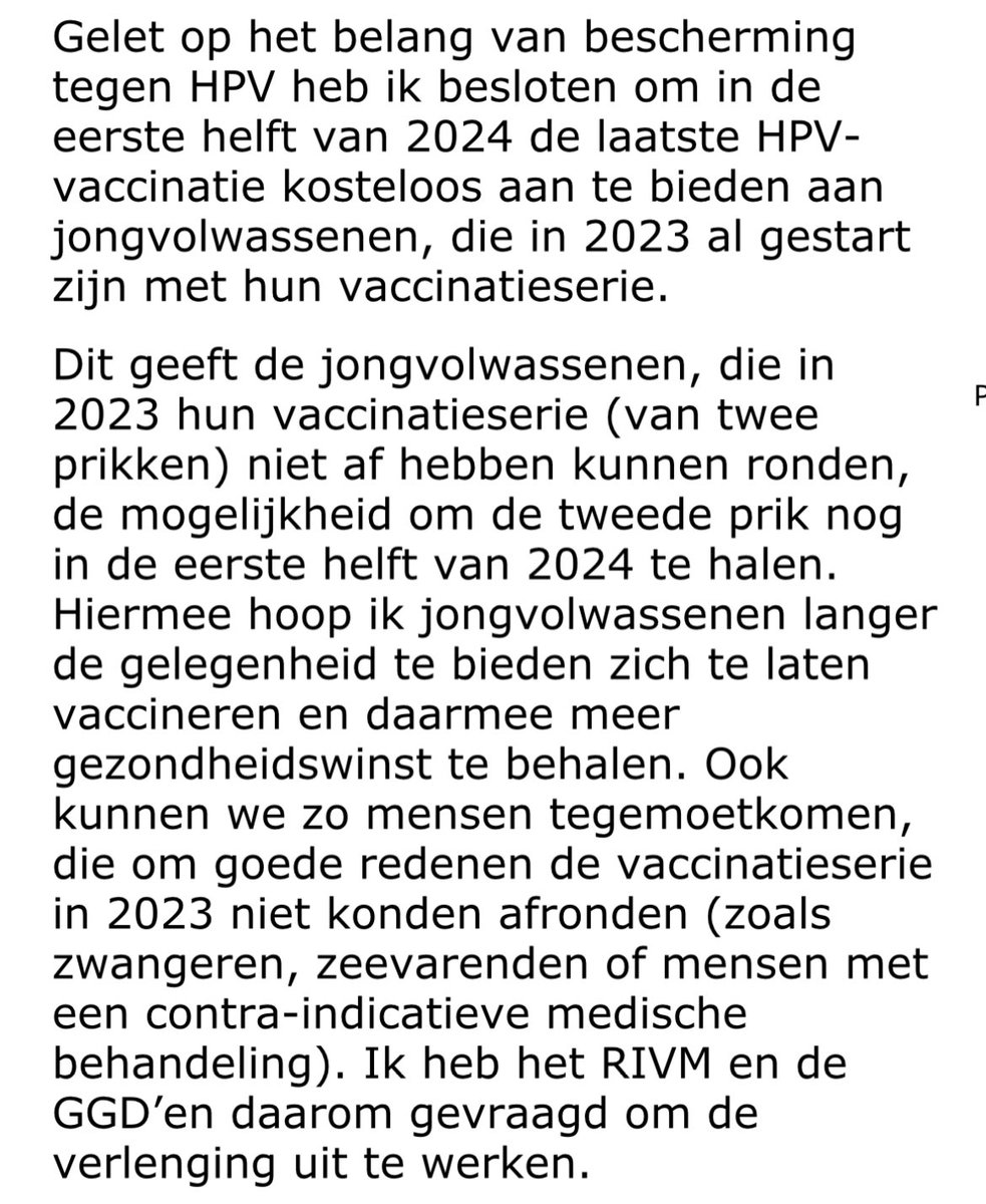 Het kabinet verlengt de (gratis) HPV-vaccinatieperiode. Goed nieuws voor jonge mensen.

Oproep: laat je vaccineren tegen HPV en daarmee tegen baarmoederhals- en peniskanker! Voorkomen is immers beter dan dodelijk ziek worden.