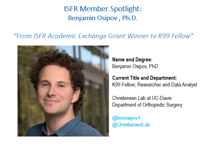 ORS ISFR (@isfrfractures) on Twitter photo Need a better reason to apply! Hear how <a href="/benosipov1/">Benjamin Osipov</a> from @ChristiansenLab at <a href="/UCDavisOrtho/">UC Davis Department of Orthopaedic Surgery</a> transformed his 2022 academic exchange grant research into a successful and recently awarded K99 application from <a href="/NIH_NIAMS/">NIAMS</a> in our #ISFRBreakthroughs newsletter out next week! Need a better reason to apply! Hear how <a href="/benosipov1/">Benjamin Osipov</a> from @ChristiansenLab at <a href="/UCDavisOrtho/">UC Davis Department of Orthopaedic Surgery</a> transformed his 2022 academic exchange grant research into a successful and recently awarded K99 application from <a href="/NIH_NIAMS/">NIAMS</a> in our #ISFRBreakthroughs newsletter out next week!