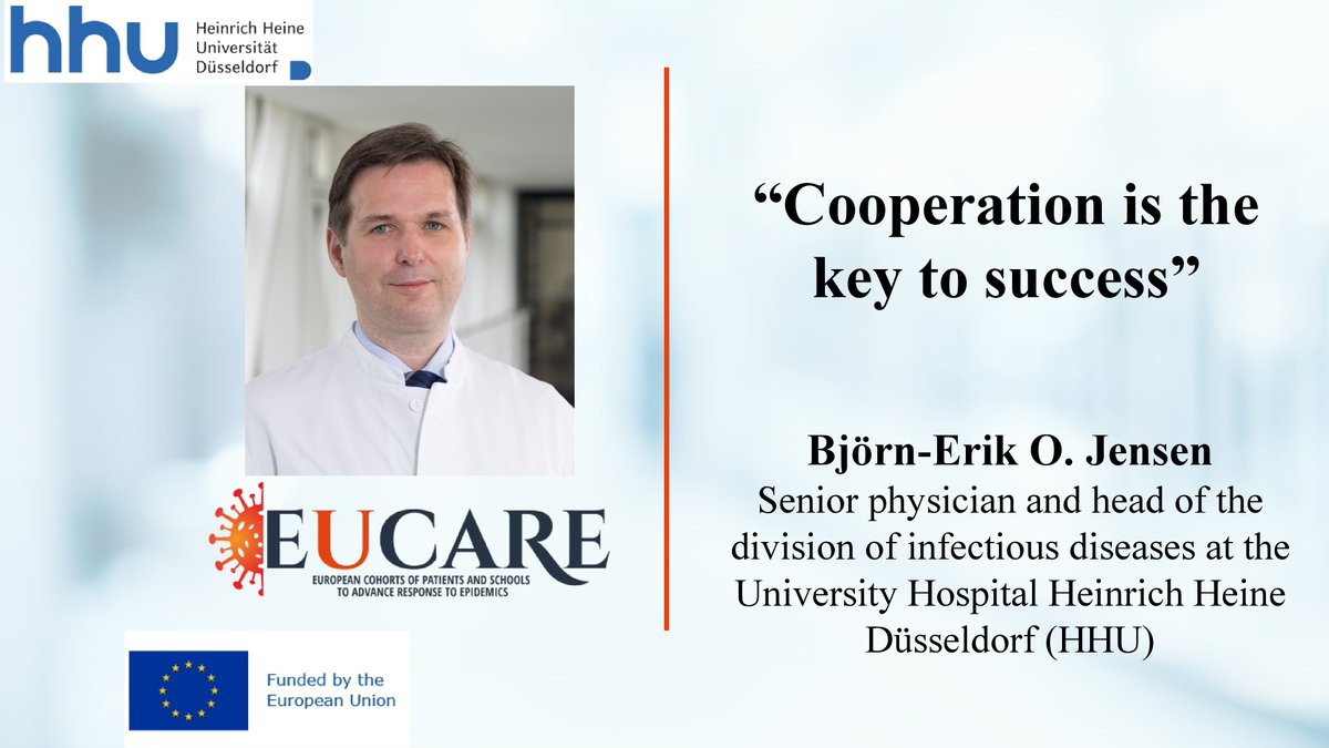 ResearchEucare's tweet photo. “Cooperation is the key to success”- is what Björn-Erik O. Jensen from the University Hospital Heinrich Heine Düsseldorf point up in his interview for the EuCARE. Read below the full interview! #COVID19 #research #EuCARE #EuCAREpartners #hospilatized #PASC #HCW
@HHU_de https://t.co/ifS5sXiZCQ
