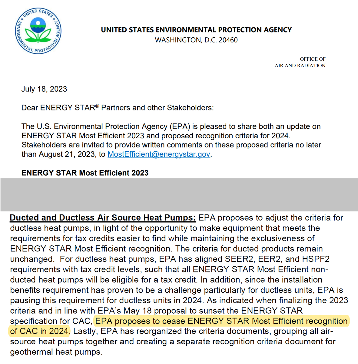 mattxmal's tweet photo. Last year, we proposed that central ACs be removed from @ENERGYSTAR Most Efficient in favor of #heatpumps. 

The Most Efficient designation recognizes products that go above and beyond, using innovative technologies to reduce energy and CO2 emissions. https://t.co/rbvswWnoXc