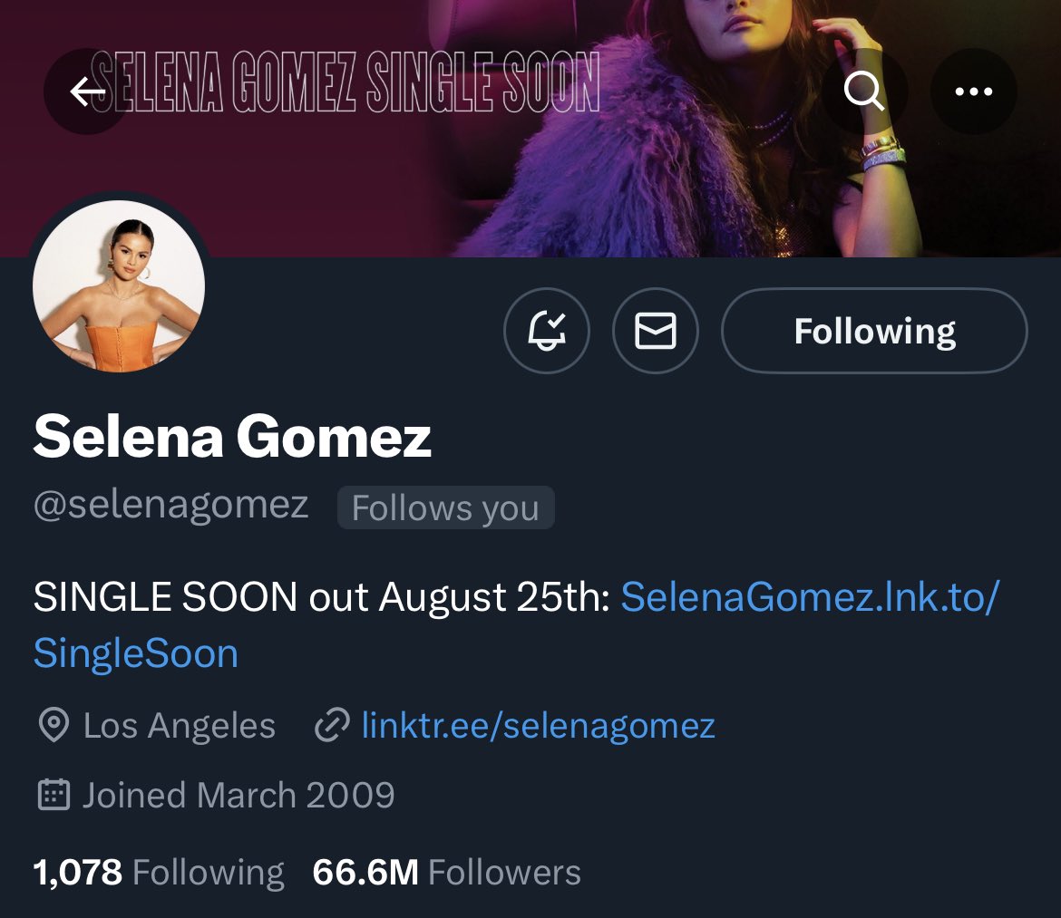 SwiftNYC's tweet photo. Selena Gomez is releasing a new single August 25th!  Let’s help promo ✨ #SingleSoon

Pre-save SINGLE SOON: https://t.co/HxUiAkATz1 https://t.co/TYAht0hGIY